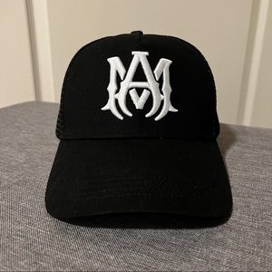 Amiri Black M.A. Logo Trucker Hat Cap